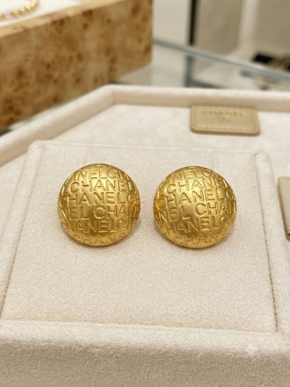 Modern Lux Gold Dome CC Fashion Logo Stud Earrings
